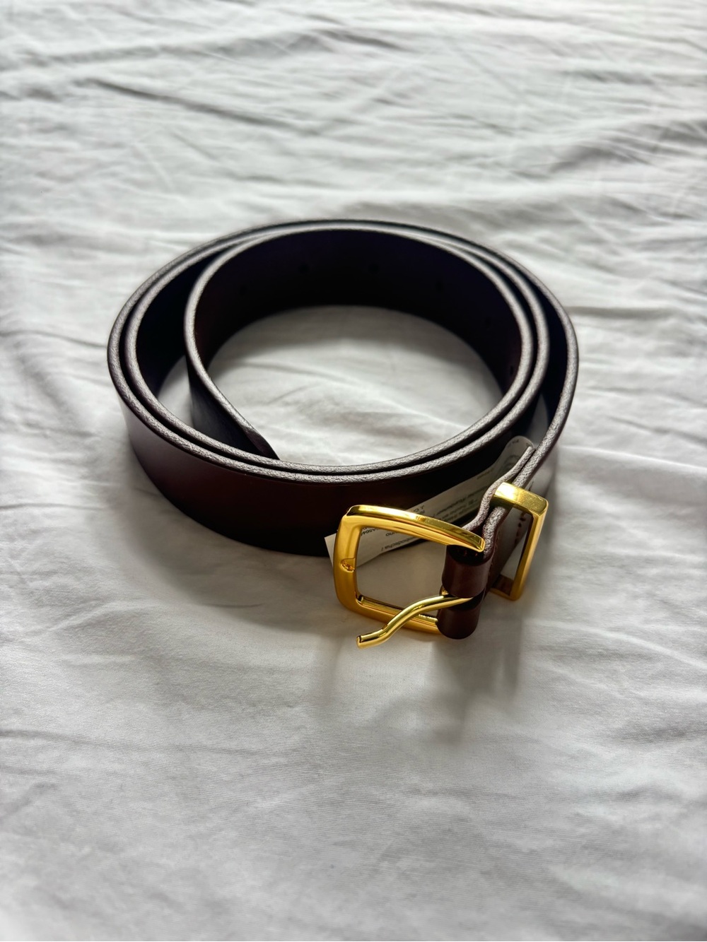 Madewell Brown Leather Belt with Gold Buckle